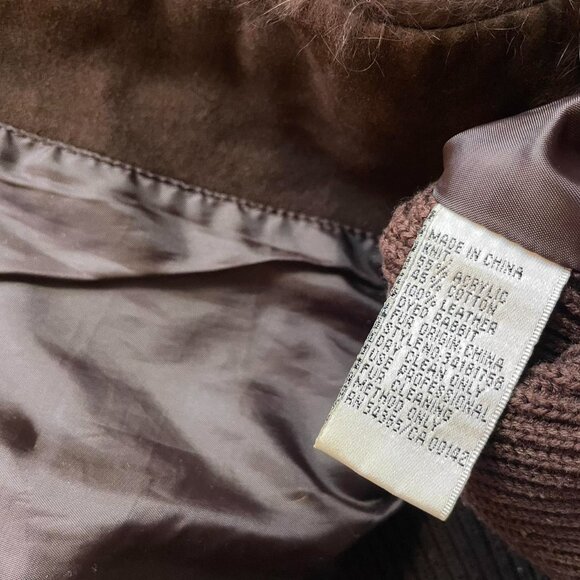 Brown Leather and Rabbit Fur Jacket - Picture 5 of 6